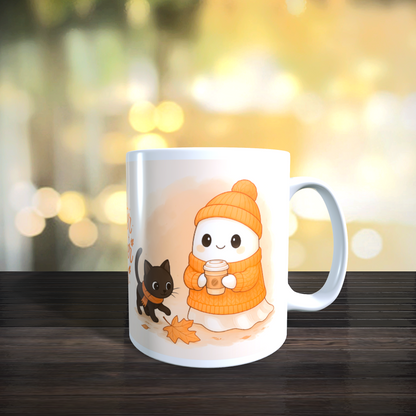 Cană ceramică personalizată „Sweater Weather Vibes” – 330 ml, albă