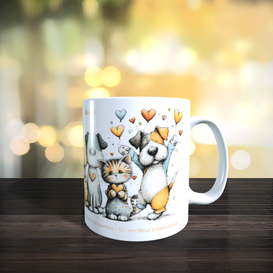 Cană caritabilă „Acasă începe cu noi” – Blănoșii inimioși