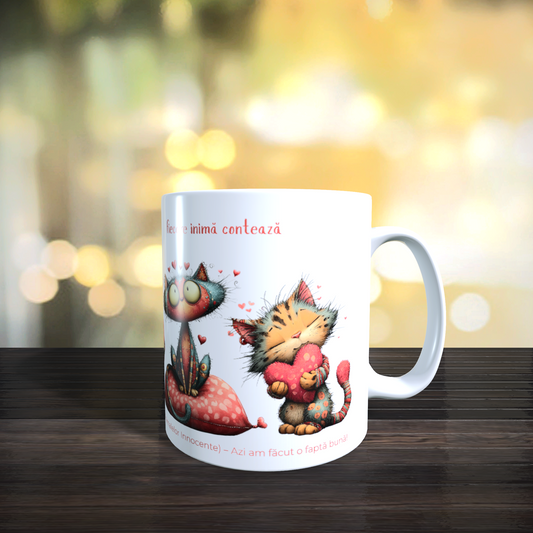 Cană caritabilă „Fiecare inimă contează” – susține animalele abandonate