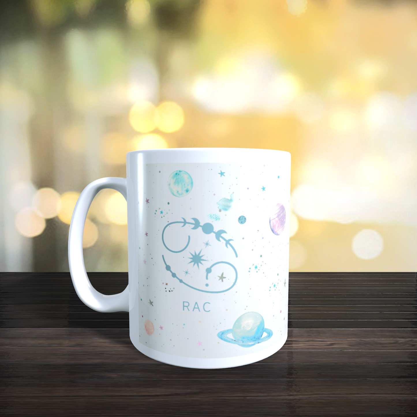 Cană ceramică personalizată „Rac – Strălucește ca stelele” – 330 ml, albă