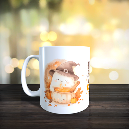 Cană ceramică personalizată „Hocus Pocus – I need coffee to focus” – 330 ml, design fără fundal