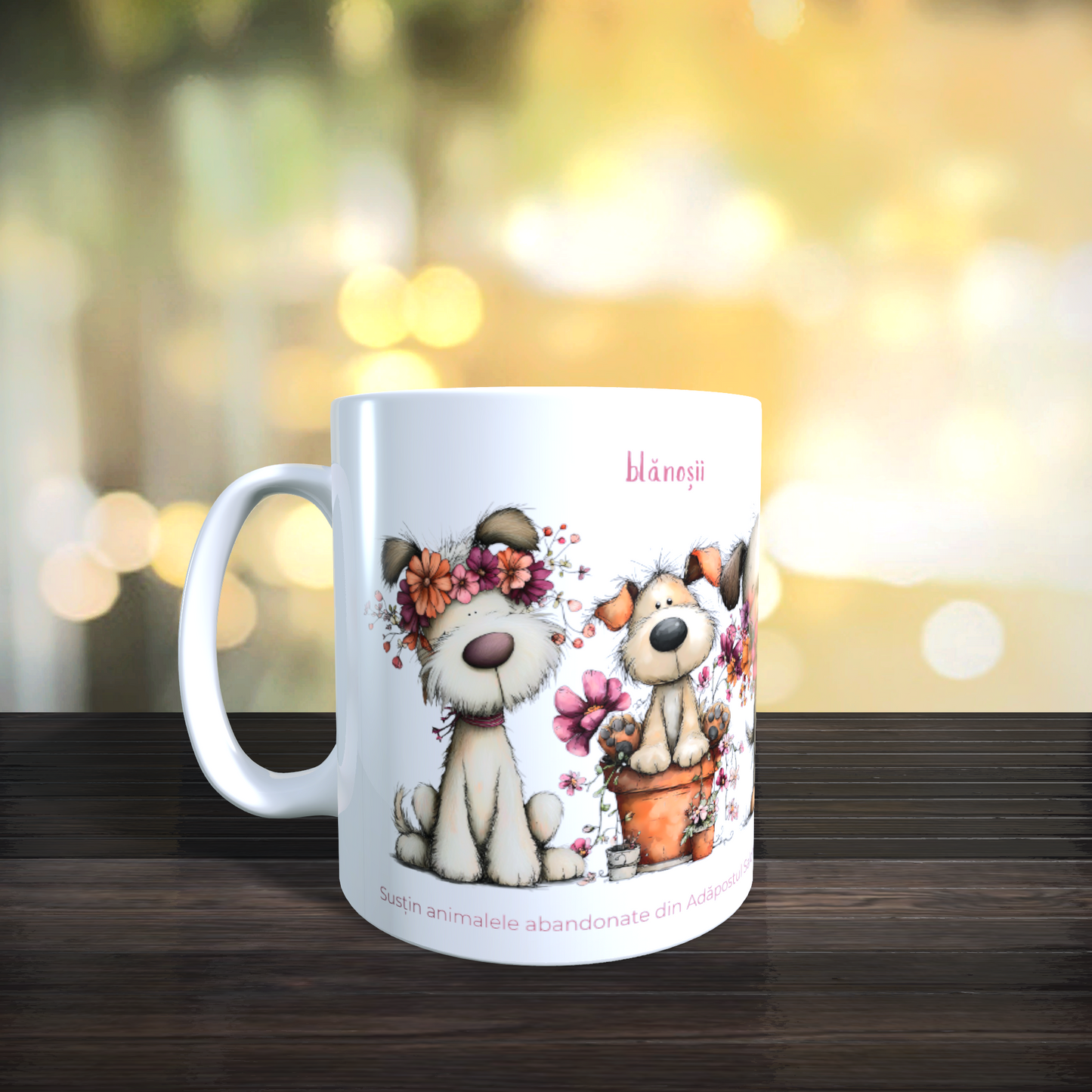 Cană caritabilă „Iubesc necondiționat” – Blănoșii florali