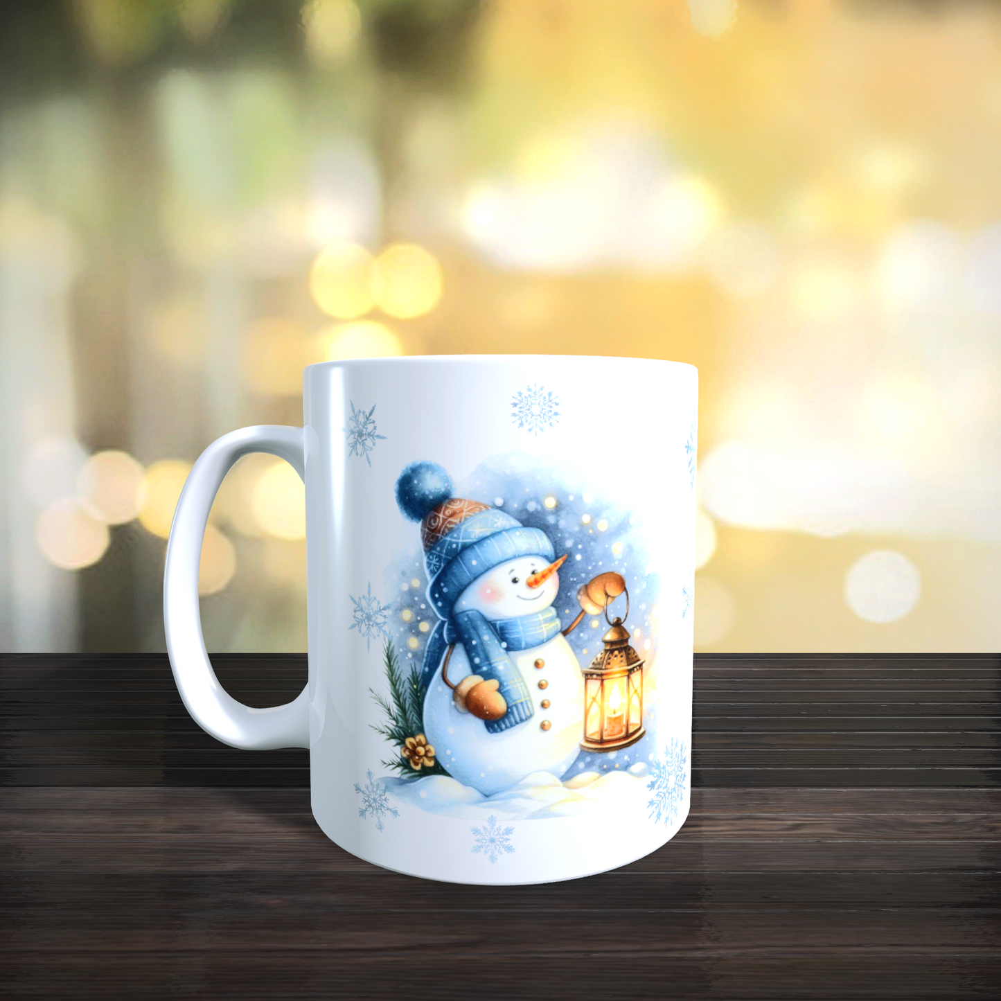 Cană ceramică personalizată „Omuletul de zăpadă și cartea magică” – 330 ml