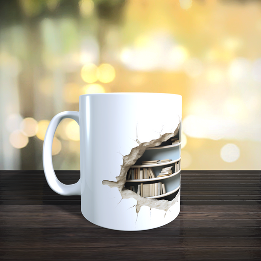 Cană ceramică personalizată „Biblioteca secretă” – 330 ml, albă