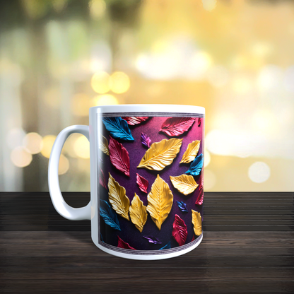 Cană ceramică personalizată „Culorile toamnei în tablou” – 330 ml, albă