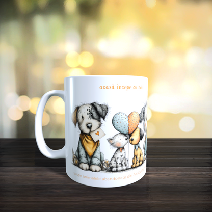 Cană caritabilă „Acasă începe cu noi” – Blănoșii inimioși