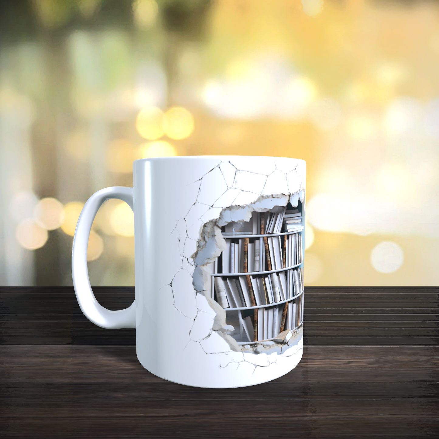 Cană ceramică personalizată „Haosul din bibliotecă” – 330 ml, albă