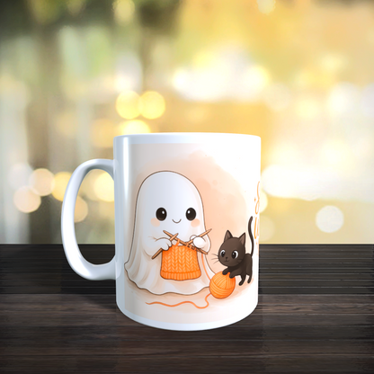 Cană ceramică personalizată „Sweater Weather Vibes” – 330 ml, albă