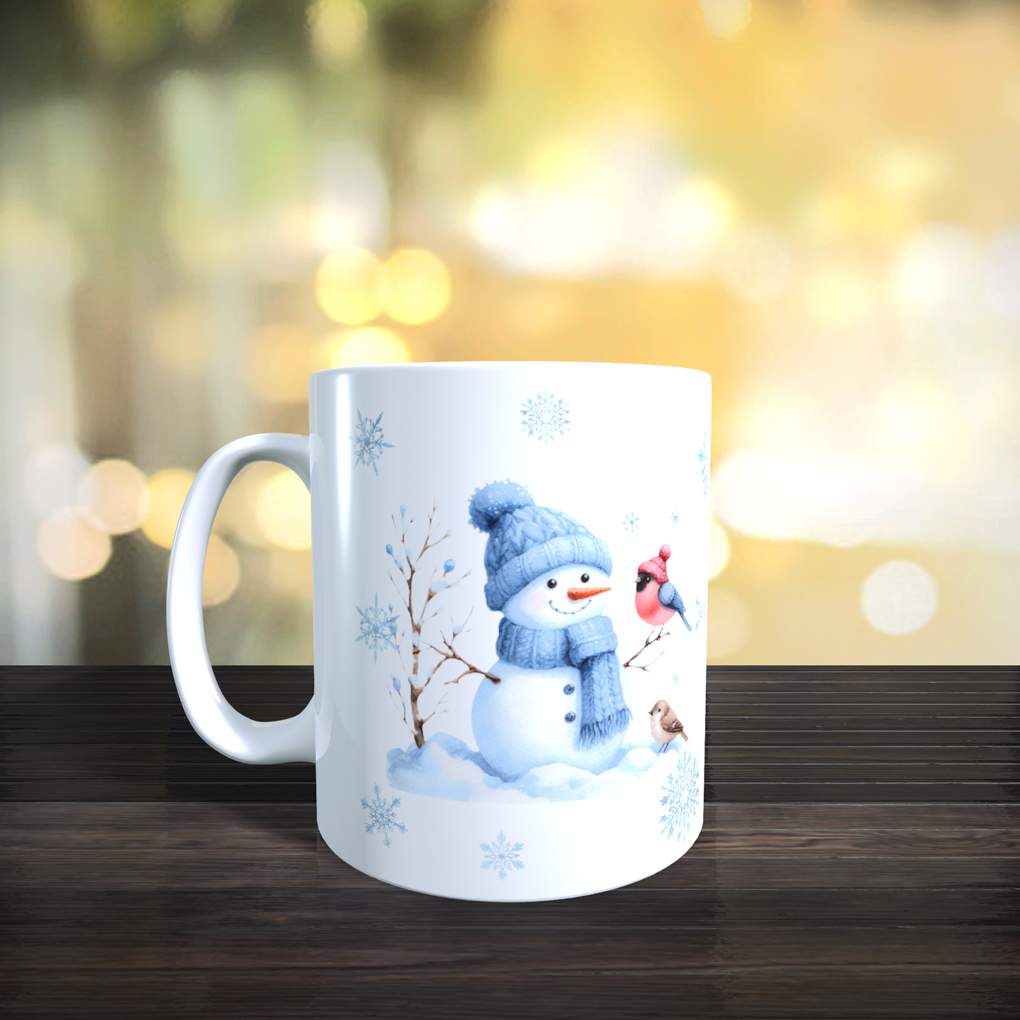 Cană ceramică personalizată „Omuletul de zăpadă și prietenii lui” – 330 ml