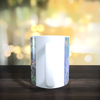 Cană ceramică „Claude Monet – Nuferi” – 330 ml, albă