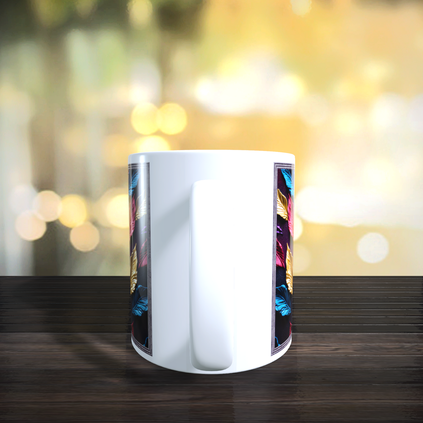 Cană ceramică personalizată „Culorile toamnei în tablou” – 330 ml, albă