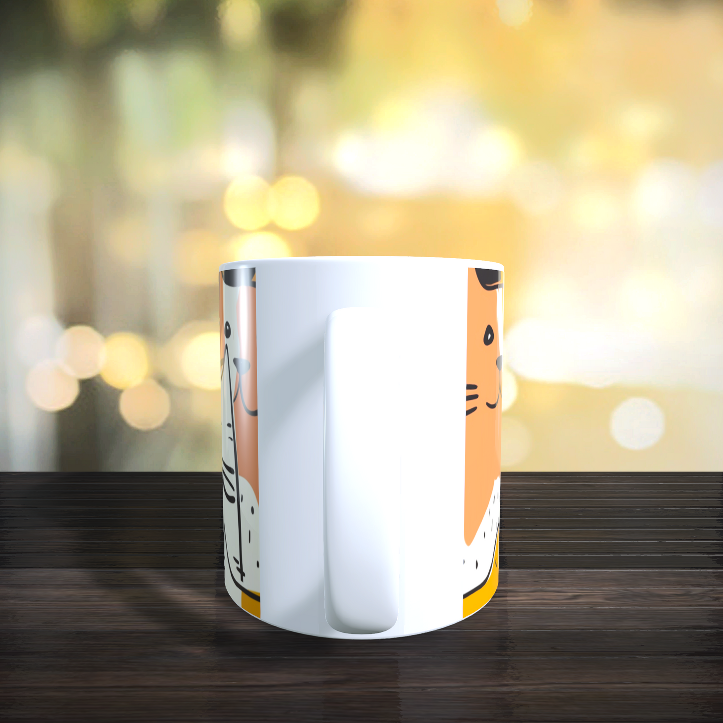 Cană ceramică personalizată „Pisici jucăușe portocalii” – 330 ml, albă