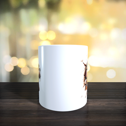 Cană ceramică personalizată „Omulețul de turtă dulce 3D” V2 – 330 ml, albă