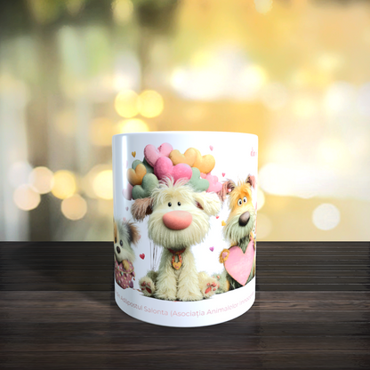 Cană caritabilă „Din inimă” – Blănoșii cu flori și inimioare