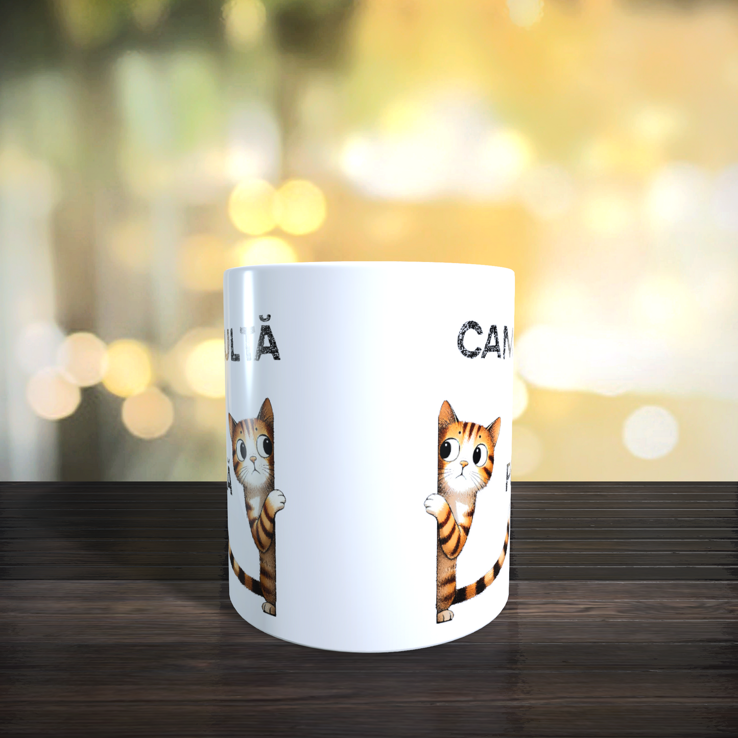 Cană ceramică personalizată „Cam multă lume pe afară” – 330 ml, albă