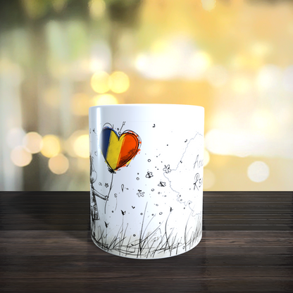 Cană ceramică personalizată „Acasă e România” – 330 ml, albă