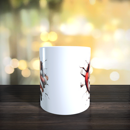 Cană ceramică personalizată „Moș Crăciun 3D” V2 – 330 ml, albă