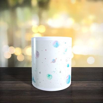 Cană ceramică personalizată „Vărsător – Strălucește ca stelele” – 330 ml, albă