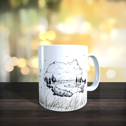 Cană ceramică personalizată „România” – 330 ml, albă - alege mesajul