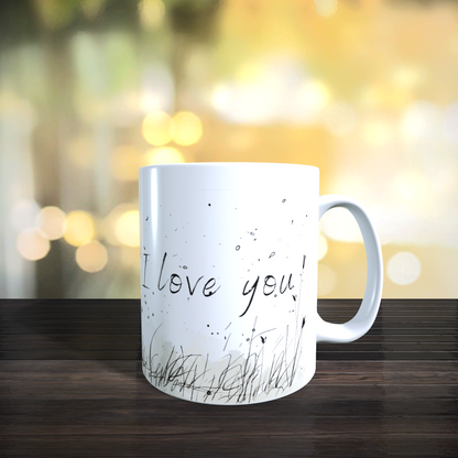 Cană ceramică personalizată „Te iubesc” – 330 ml, albă