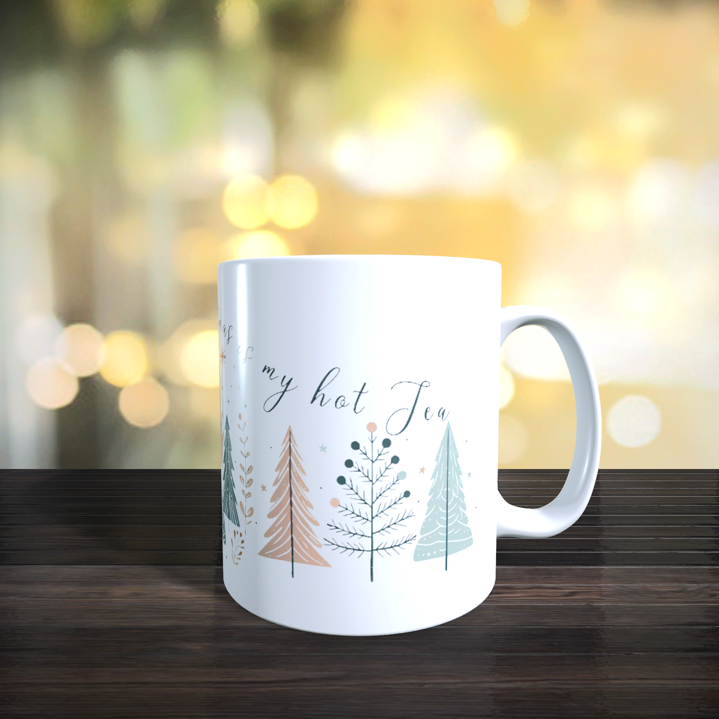 Cană ceramică personalizată „All I want for Christmas is my hot Tea” – 330 ml, albă