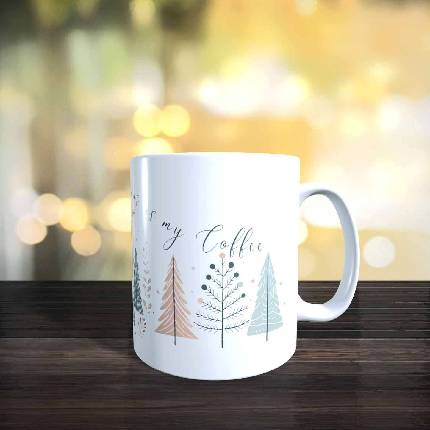 Cană ceramică personalizată „All I want for Christmas is my Coffee” – 330 ml, albă