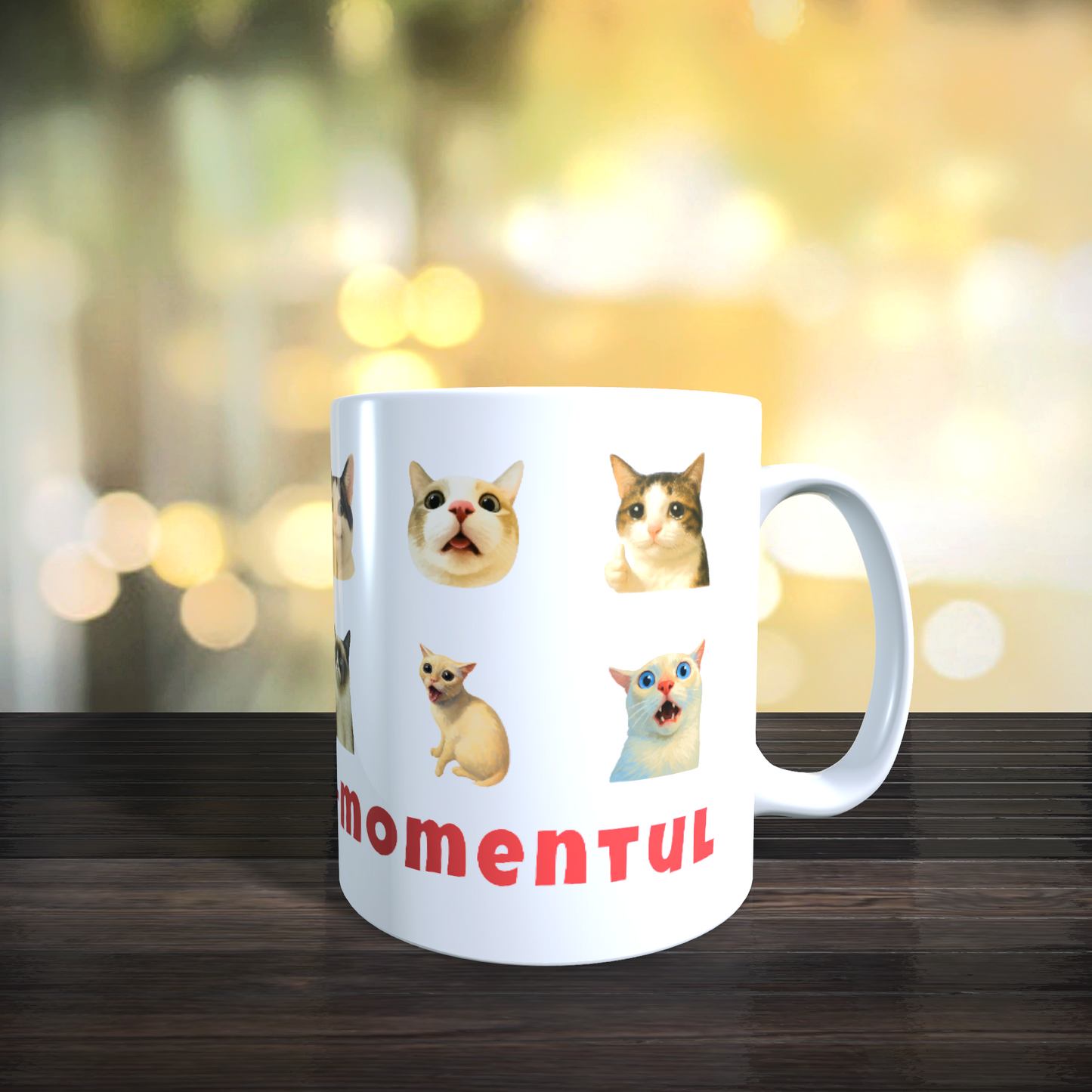 Cana Personalizata cu Pisici Meme „Trăiește pisi-momentul” – Pisici Funny, Banana Cat, Grumpy Cat, 330ml, alba