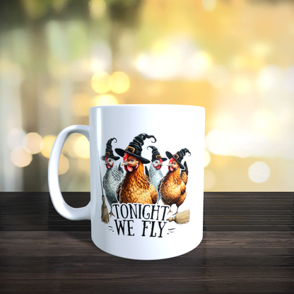 Cană ceramică personalizată „Diseară zburăm” – 330 ml, albă