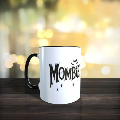 Cană ceramică personalizată „Mombie, ca o mamă normală înainte de cafea” – 330 ml, albă