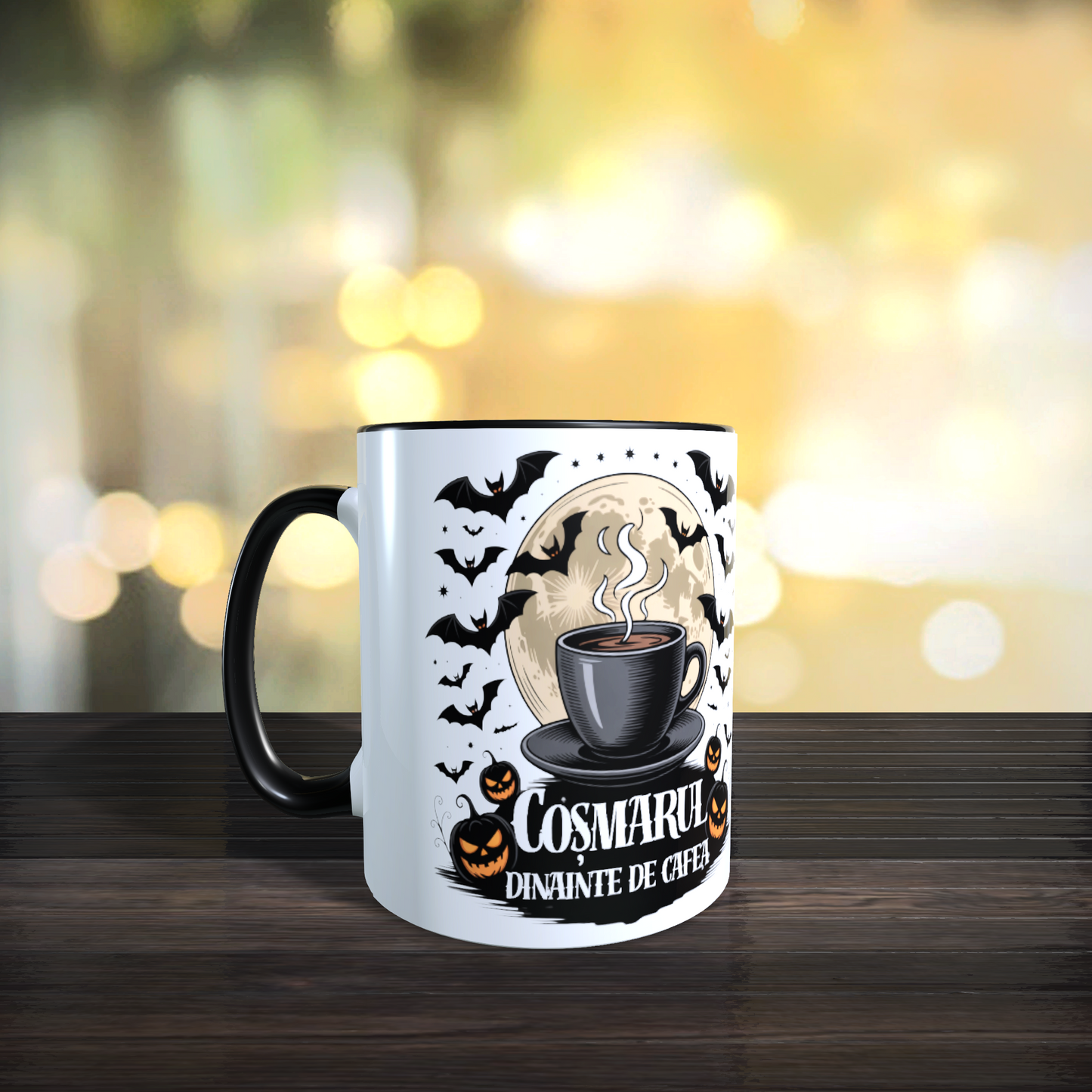 Cană ceramică personalizată „Coșmarul dinainte de cafea” – 330 ml, albă