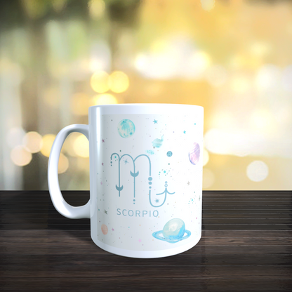 Cană ceramică personalizată „Scorpion – Strălucește ca stelele” – 330 ml, albă