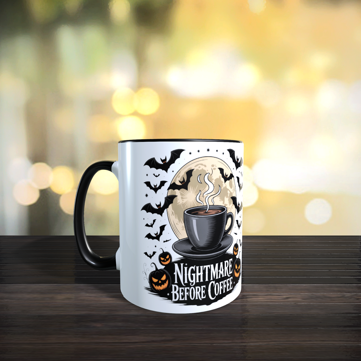 Cană ceramică personalizată „Coșmarul dinainte de cafea” – 330 ml, albă