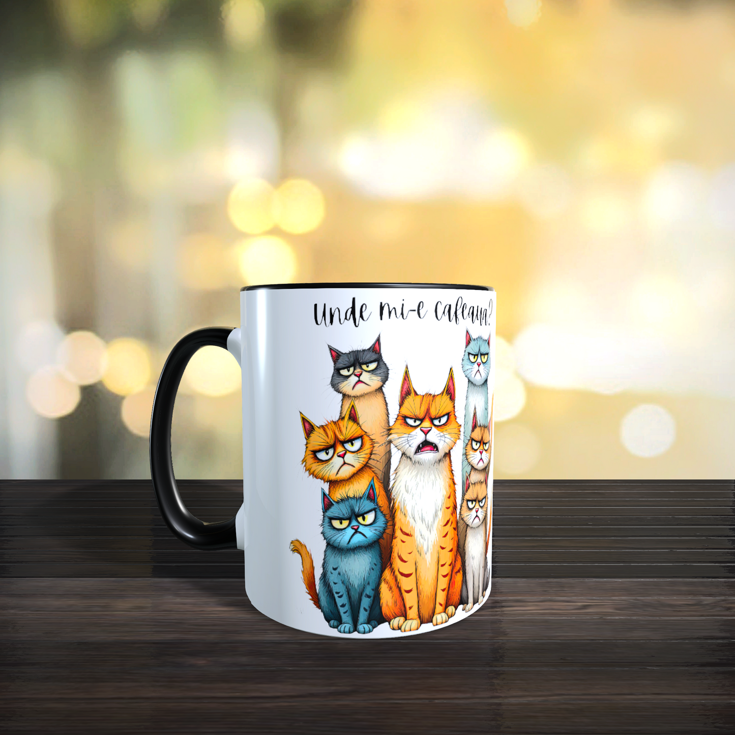 Cană ceramică personalizată „Unde mi-e cafeaua?” – 330 ml, albă