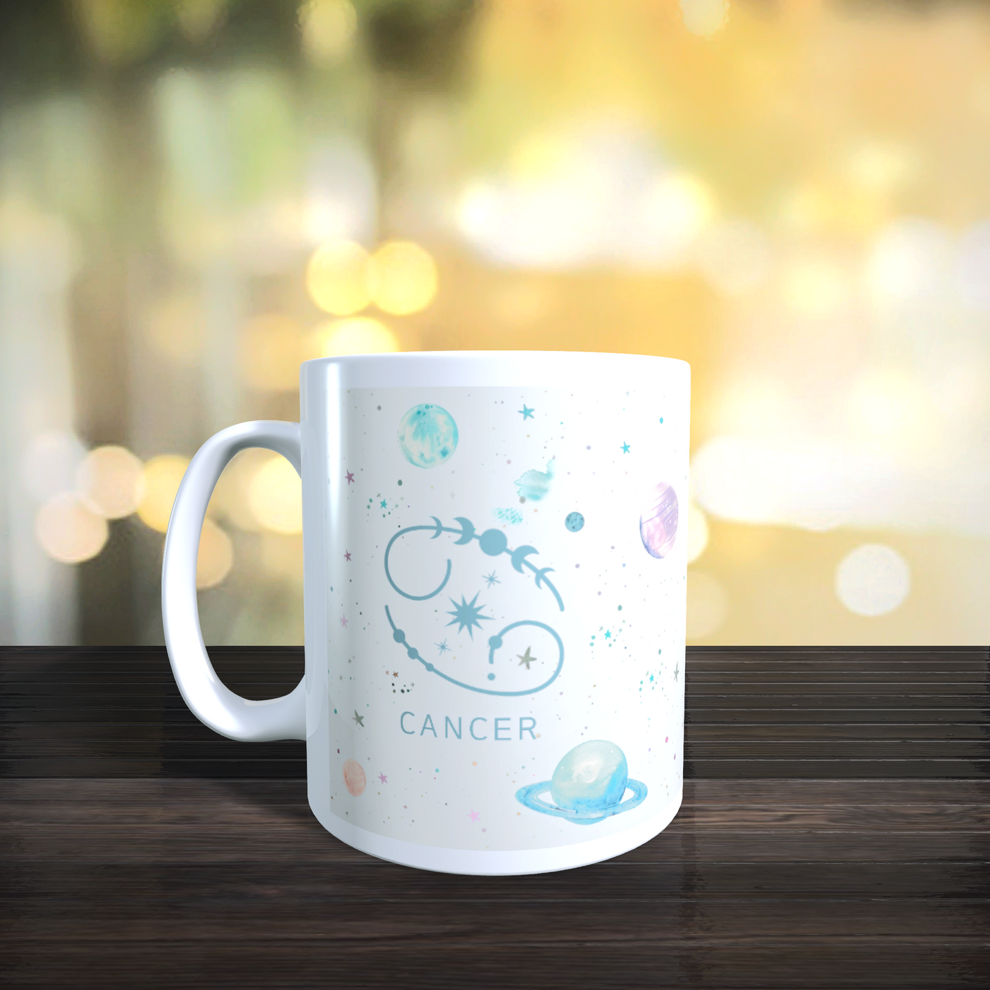 Cană ceramică personalizată „Rac – Strălucește ca stelele” – 330 ml, albă