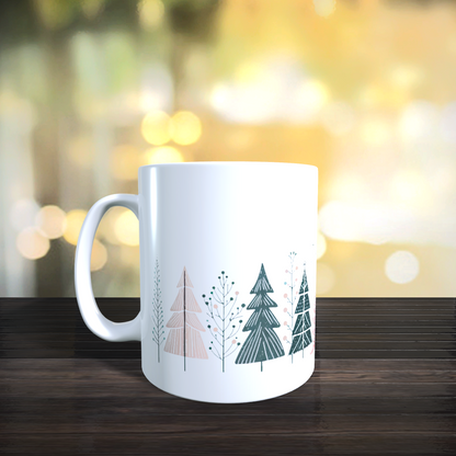 Cană ceramică personalizată „Pădurea magică” – 330 ml, albă