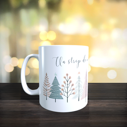 Cană ceramică personalizată „Un strop de magie în fiecare dimineață” – 330 ml, albă