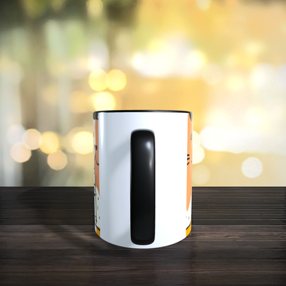 Cană ceramică personalizată „Pisici jucăușe portocalii” – 330 ml, albă