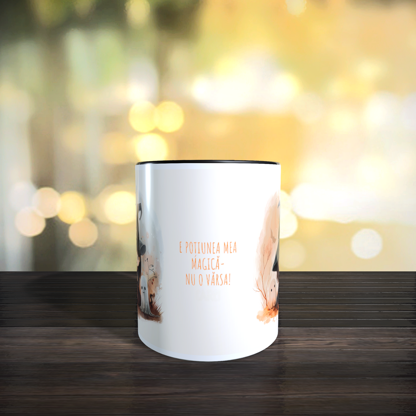 Cană ceramică personalizată „E poțiunea mea magică – nu o vărsa!” – 330 ml, albă