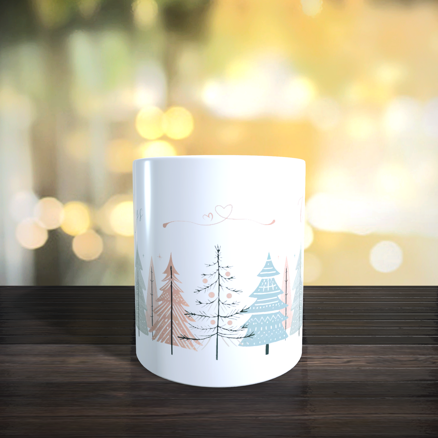 Cană ceramică personalizată „Cold days, warm hearts”, 330 ml, albă