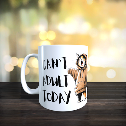 Cană ceramică personalizată „Azi nu vreau să fiu adult” – 330 ml, albă