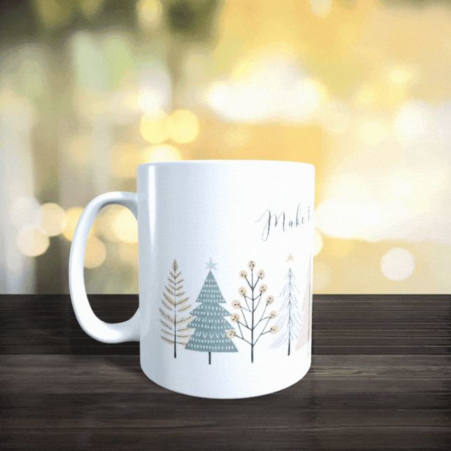 Cană ceramică personalizată „Make time for the simple joys” – 330 ml, albă