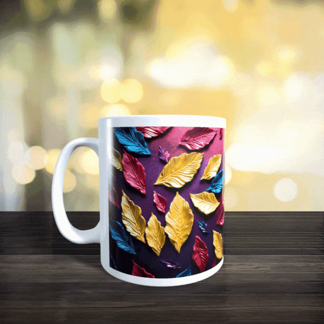 Cană ceramică personalizată „Culorile toamnei” – 330 ml, albă