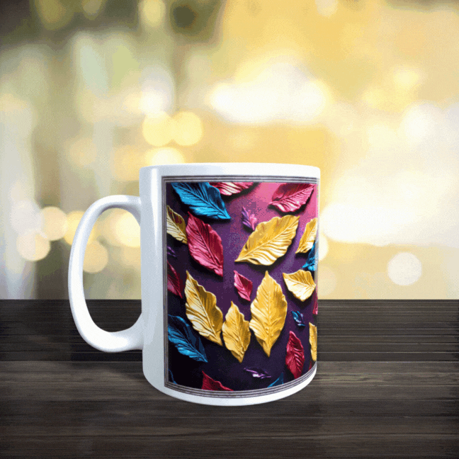 Cană ceramică personalizată „Culorile toamnei în tablou” – 330 ml, albă