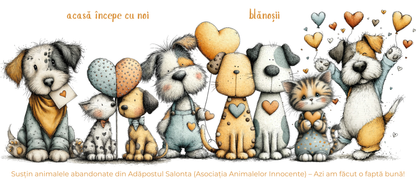 Cană caritabilă „Acasă începe cu noi” – Blănoșii inimioși