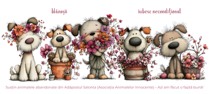 Cană caritabilă „Iubesc necondiționat” – Blănoșii florali