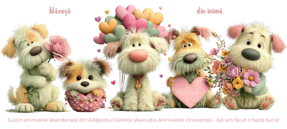 Cană caritabilă „Din inimă” – Blănoșii cu flori și inimioare