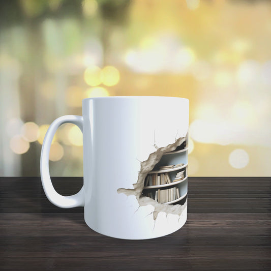 Cană ceramică personalizată „Biblioteca secretă” – 330 ml, albă