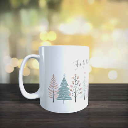 Cană ceramică personalizată „Fă-ți timp pentru bucuriile simple” – 330 ml, albă