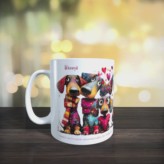 Cană caritabilă „Blănoșii, împreună” – susține animalele abandonate