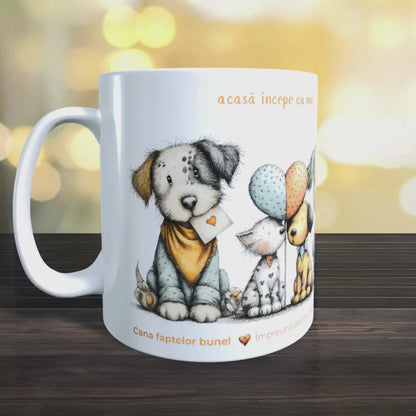 Cană caritabilă „Acasă începe cu noi” – Blănoșii inimioși